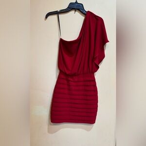 Size small red one shoulder mini dress has one flaw as pictured